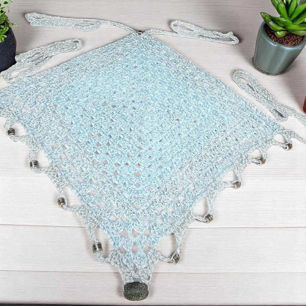 🌊 Sky Blue Crochet Halter Top‎ – Lightweight & Lined - Picture 7 of 8